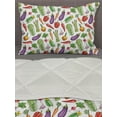 thumbnail image 3 of Vegetable Art Comforter & Sham Bedding Set, Detailed Eggplant Cucumber with Onion and Garlic Healthy Food Ingredients, 3 pcs Duvet Set Microfiber Filling Quilt, 5 Sizes, Multicolor, by Ambesonne, 3 of 4