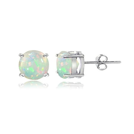 - Sterling Silver 1.10ct Ethiopian Opal 6mm Stud Earrings