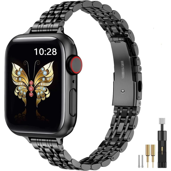 XIHAMA Slim Metal Band Compatible with Apple Watch Bands 49/46/46/45/42/41/40/38mm | Thin Luxury Stainless Steel iWatch Bands Series 11/10/9/8/7/6/5/4/3/2/1/SE3/SE2/SE for Women