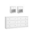 thumbnail image 3 of Tvilum Studio 3-Piece Bedroom Set - 6 Drawer Double Dresser And Nightstand Set Of 2, White, 3 of 11