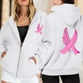 thumbnail image 2 of Zip Up Hoodie Women Lightweight Cropped Hoodie Look Women's Zip Up Hoodie Pullover Cancer Awareness Month Long Sleeve Pocket Drawstring Casual Sweatshirt For Everyday Wear, 2 of 6