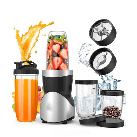Smoothie Blender, 900W Blenders for Shakes and Smoothies, 15-Piece Personal Blender and Grinder Combo for Kitchen, Smoothies Maker with 4  Portable Cup, Nutritious Recipe