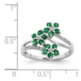 thumbnail image 4 of Sterling Silver 3 Flower Emerald and Diamond Ring Size 7, 4 of 6