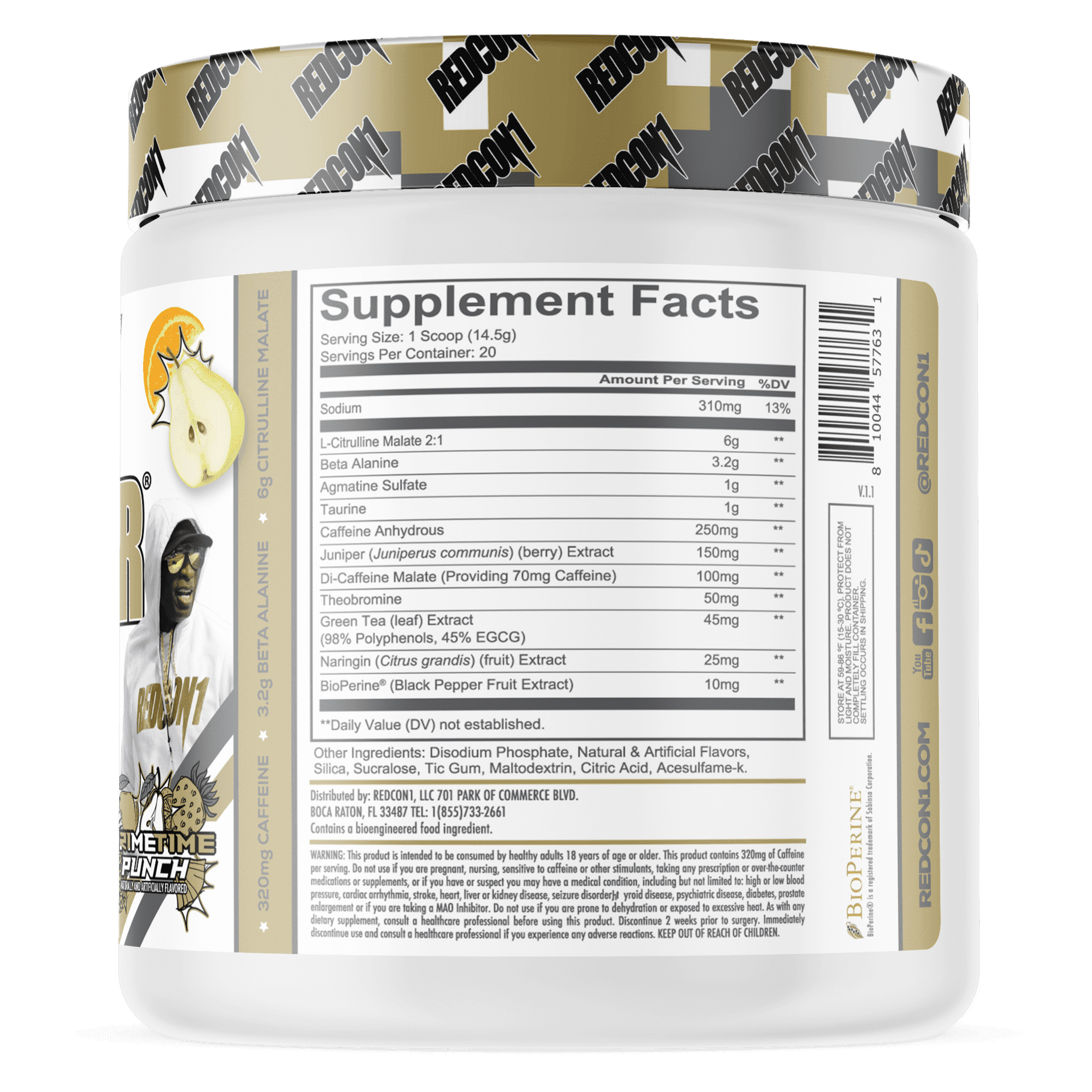 REDCON1 Total War Pre-Workout Powder Beta-Alanine & Citrulline Malate, Primetime Punch, 20 Servings