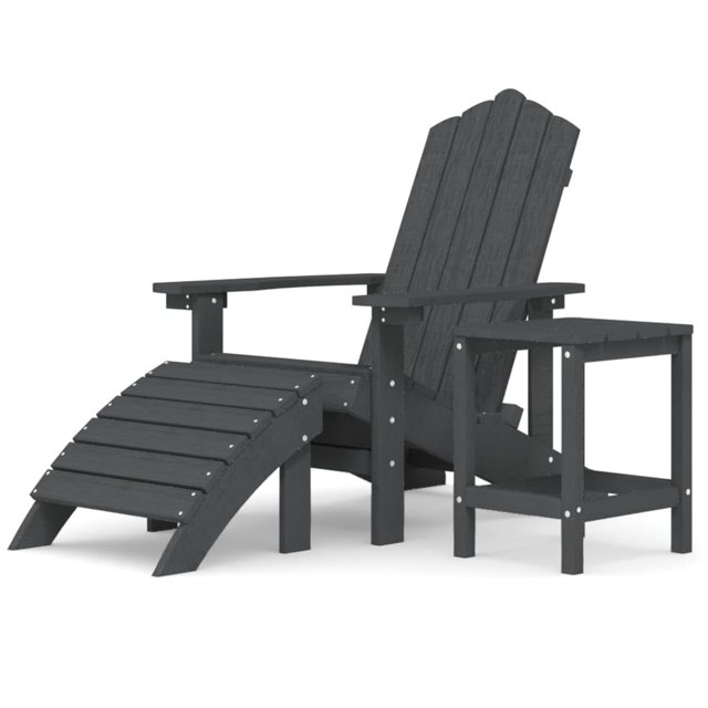 Silla Adirondack VidaXL para exteriores con reposapiés y mesa, color antracita
