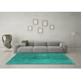 thumbnail image 3 of Ahgly Company Machine Washable Indoor Square Oriental Turquoise Blue Industrial Area Rugs, 3' Square, 3 of 4