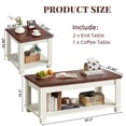 thumbnail image 4 of Leyaoyao Living Room Table Set of 3, Rustic Coffee Table & 2 Side Tables with Wooden Legs, Coffee and End Table Sets for Living Room, White, 4 of 10
