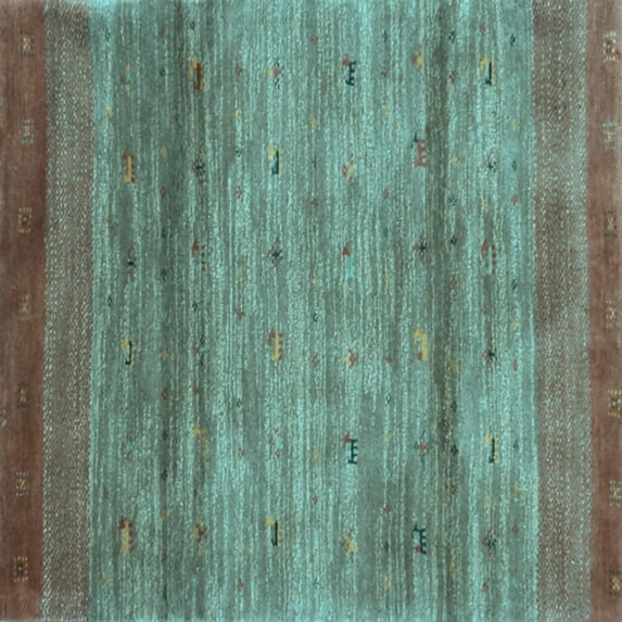 Ahgly Company Indoor Square Abstract Light Blue Contemporary Area Rugs, 4' Square