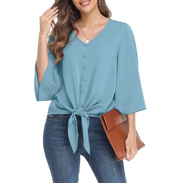 Txlixc Blusa de color sólido para mujeres Txlixc moda