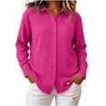 thumbnail image 3 of ThriftyPlait Button Up Shirt For Women Casual Cotton Textured Long Sleeve Tunic Tops Trendy Loose Fit Comfy Vacation Daily Wear Tops, 3 of 7