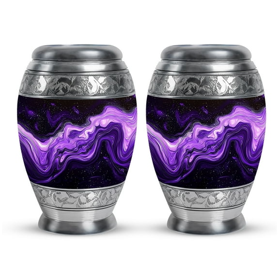 Yatskia Purple Swirl Small Urn For Ashes Adult Male & Female, Ash Urns For Humans, (Monar Pack of 2, 3 Inch)