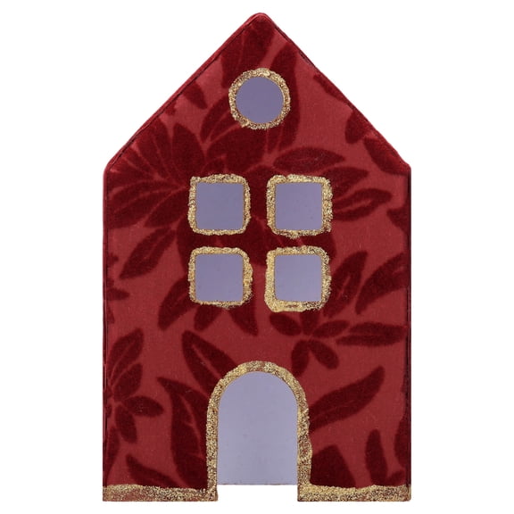 Velvet-Feel House Christmas Decoration, Red and Gold, 6", by Holiday Time