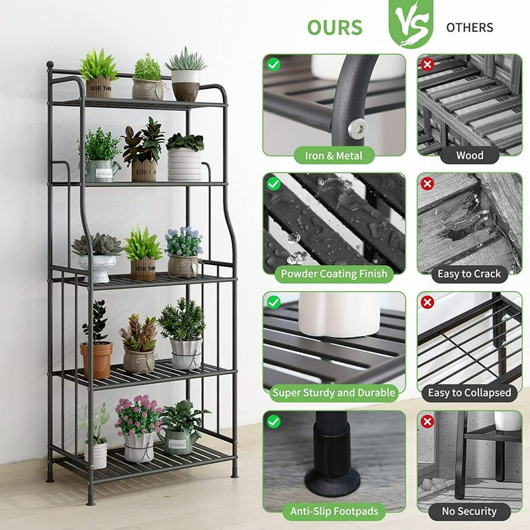 5 Tier Metal Plant Stand Indoor and Outdoor Flower Rack