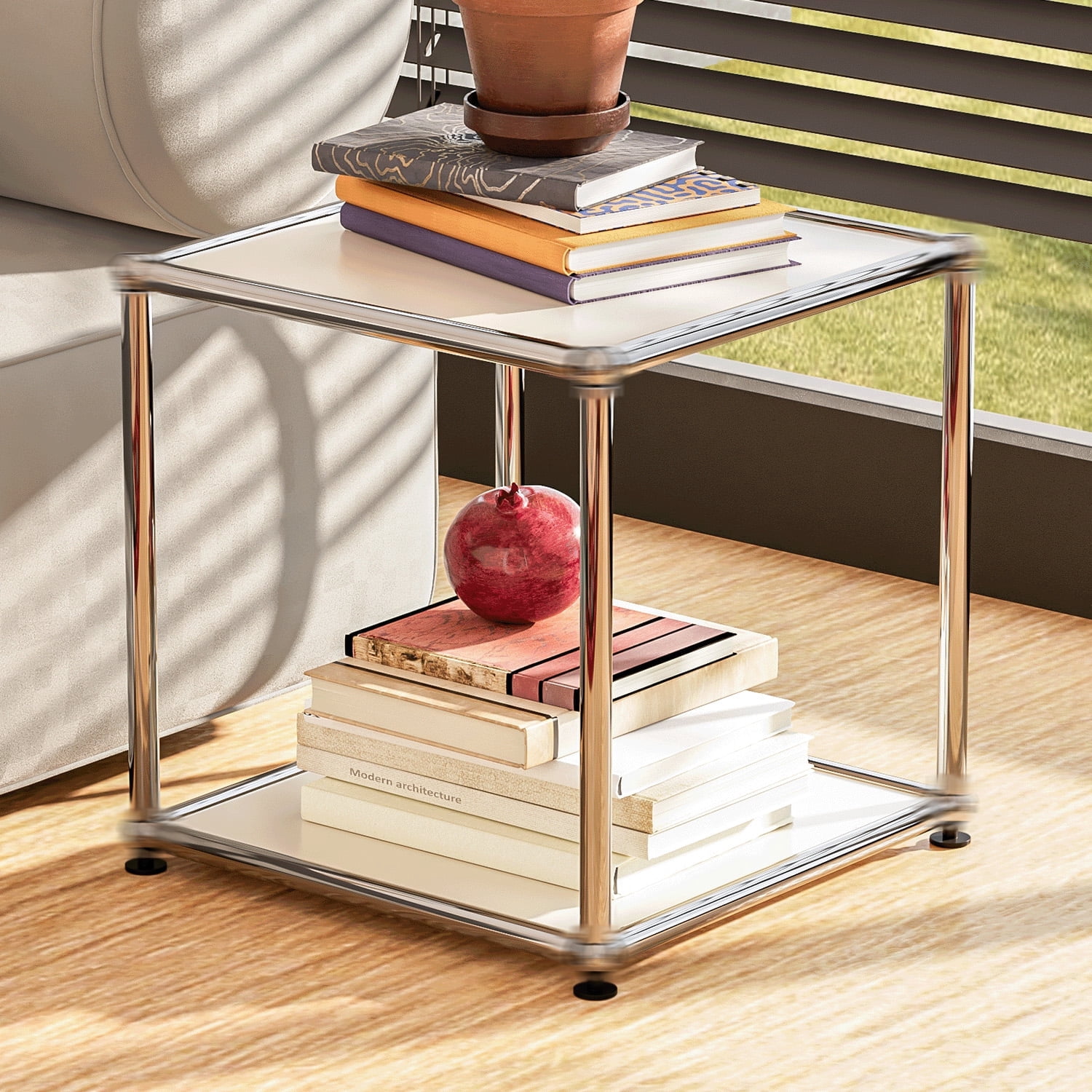 Raffle Pinker Metal Storage Organizer Cube Storage Cabinet Modern Accent Steel Organizer for Living Room Bedroom,White