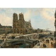 thumbnail image 2 of Édouard-Jacques Dufeu 18x14 Gold Ornate Wood Frame and Double Matted Museum Art Print Titled - View of Paris with Notre Dame (1893), 2 of 4