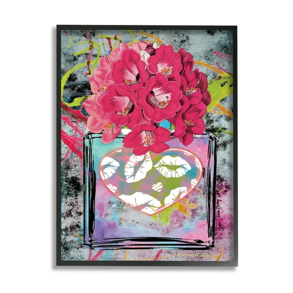 Stupell Industries Urban Glam Lily Bouquet Botanical & Floral Painting Black Framed Art Print Wall Art, 11 x 14