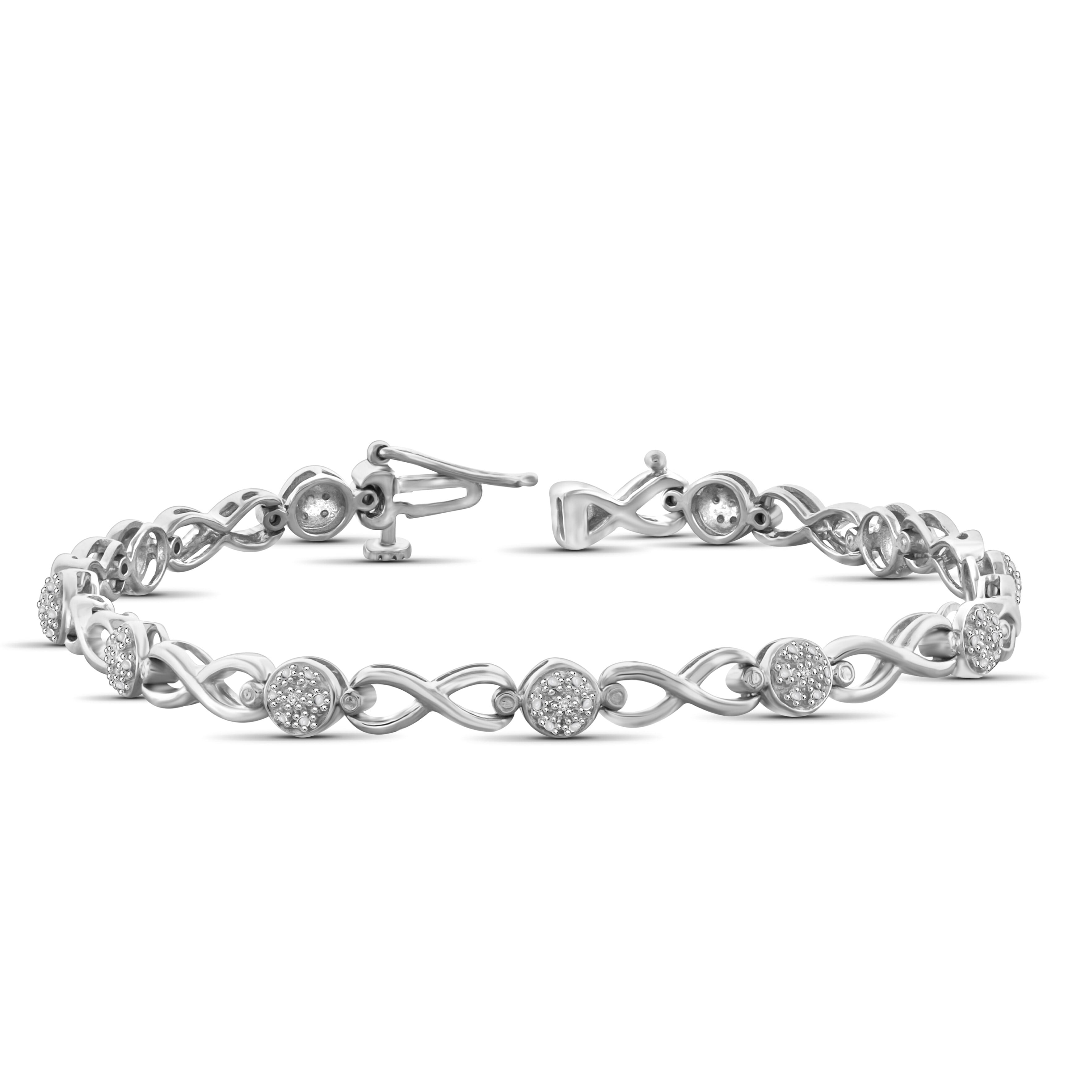 Sterling Silver Round-cut White Diamond Accent Infinity Bracelet