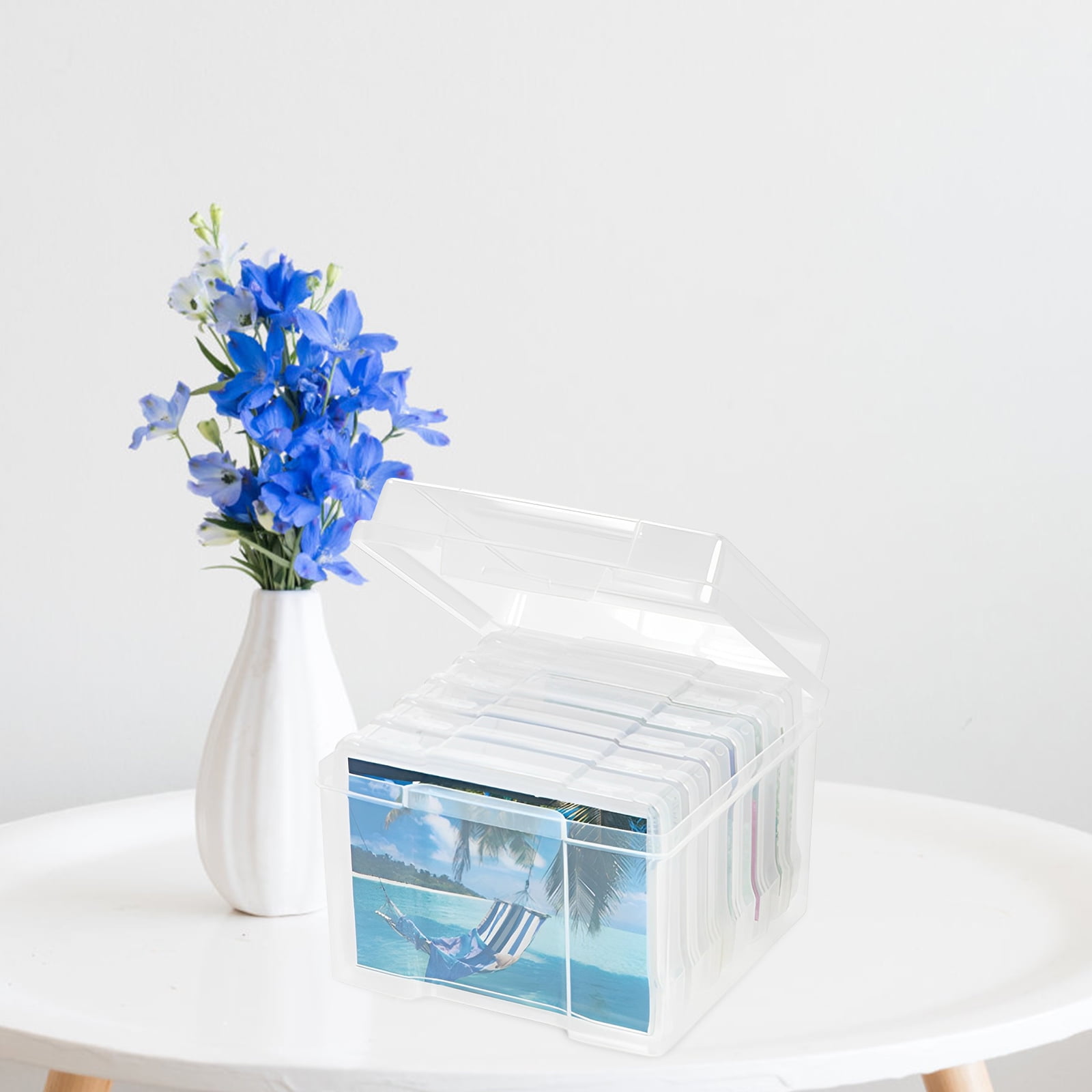 BESTYASH 6-Pack Plastic Storage Containers with Dividers for Photos, Greeting Cards, Portable Organizer Box for Easy Storage