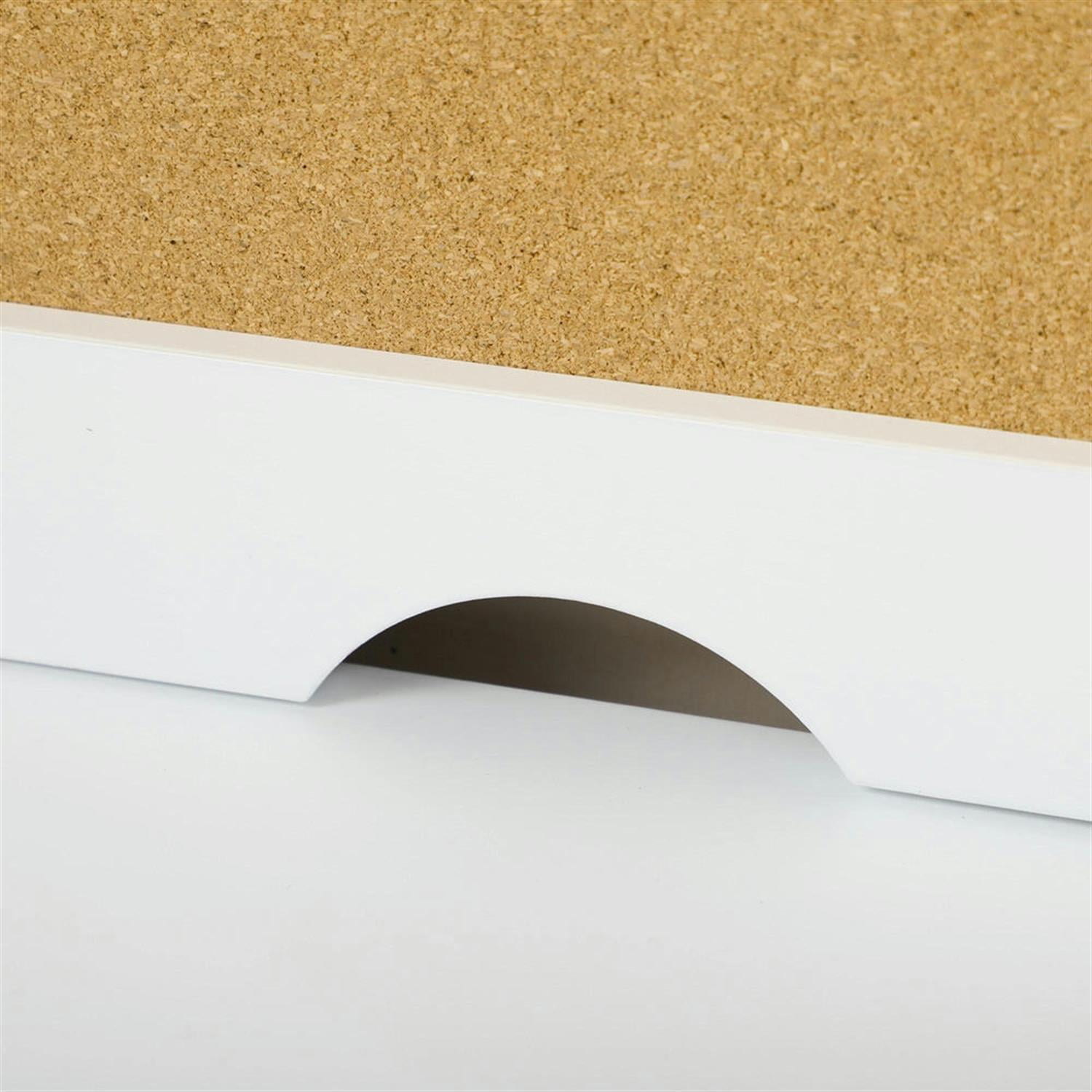 Demi Bonn Modern Office Desk with Cable Hole, Drawer and Storage Shelves, Home Computer Desk for Living Room, Office, Study Writing Table PC Desks, White