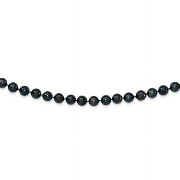 Primal Gold 14 Karat White Gold 7-8mm Round Black Saltwater Akoya Cultured Pearl Necklace