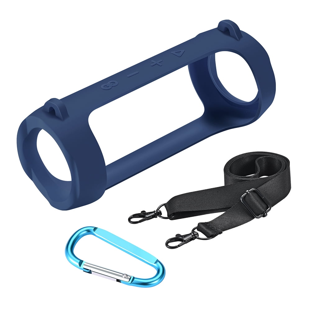 Pochette de Transport en Silicone avec Sangle Réglable, Étui de Haut-Parleur Étanche Compatible Bluetooth Portable pour JBL Flip 6/Flip 5 Bleu