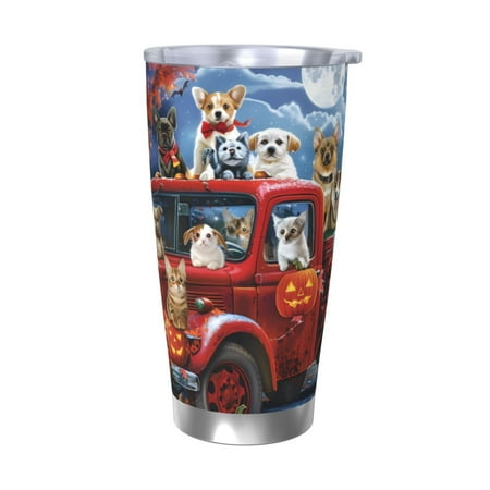 

Junzan Halloween Pets Pumpkins for 20oz Stainless Steel Insulated Car Cup with Spillproof Lid - Insulated Coffee Mug Thermal Cup-Without Straw