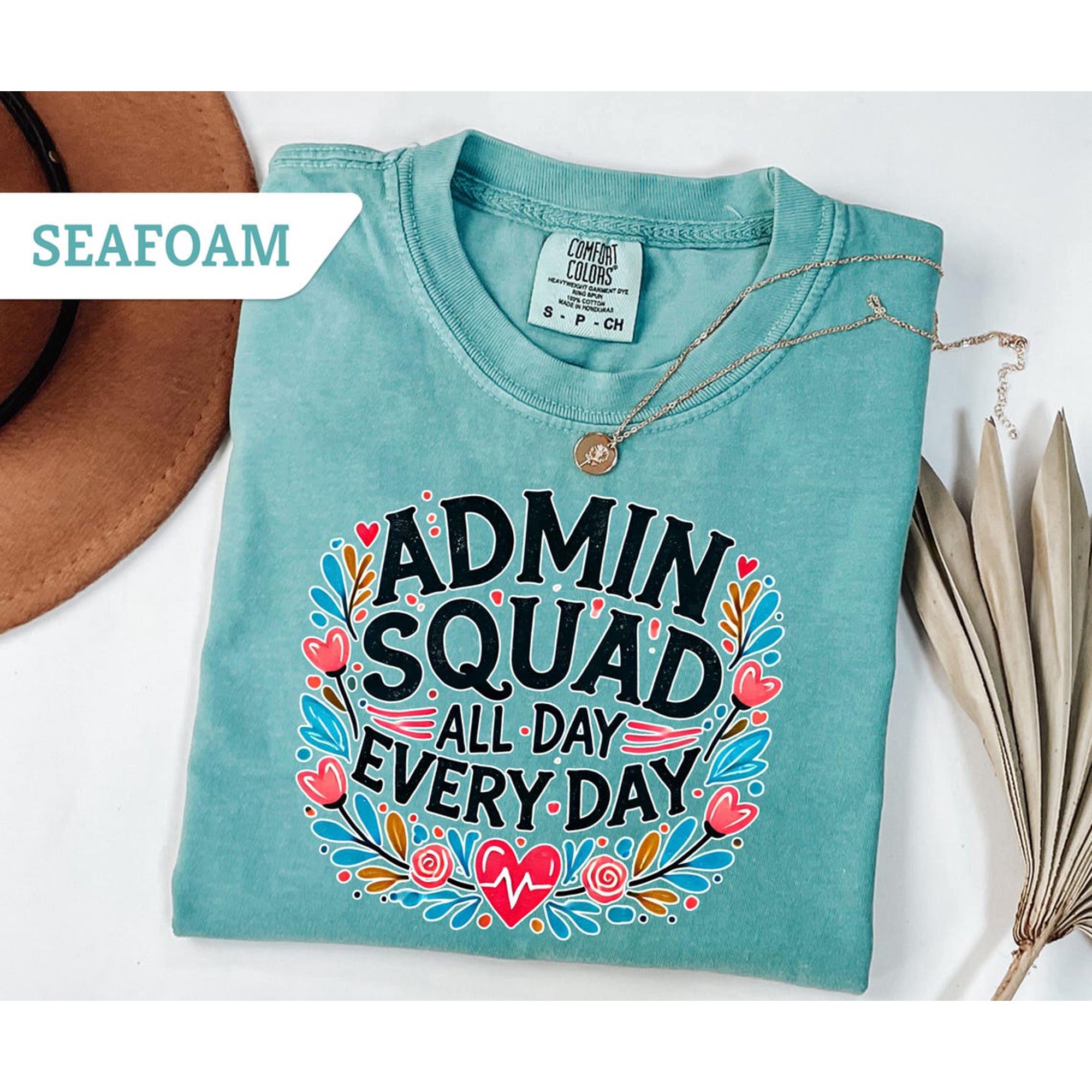 Floral Admin Squad Office Staff Shirt All Size S-3XL