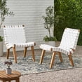 thumbnail image 3 of White CHARLOTTE LOUNGE CHAIR Acacia Wood Frame Rope Weave Outdoor Seating 20.25x28x29.75 Inch, 3 of 15