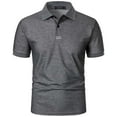 thumbnail image 3 of Felirenzacia Men’s Athletic Polo, Short Sleeve Training Shirt with Fast Drying Fabric Solid Color Golf Shirt, Dark Gray,S, 3 of 5