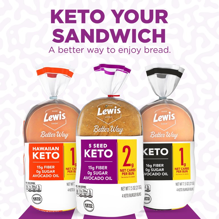 Lewis Bake Shop Better Way 5 Seed Keto Burger Buns, 7.5 oz, 4