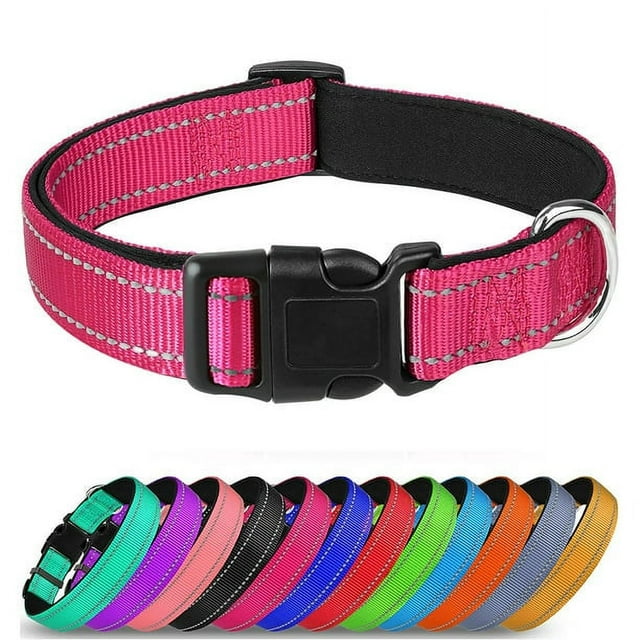 Reflective Dog Collar Soft Neoprene Padded Breathable Nylon Pet Collar Adjustable for Small Medium Large Extra Large Dogs