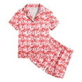 thumbnail image 3 of WOYY Toddler Girls Pajama Sets Bow Prints Short Sleeve Button Top Shorts Kid Sleepwear Set, 3 of 4