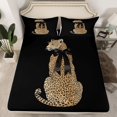 thumbnail image 2 of Manfei Animal Cheetah Twin Sheet Sets 3pcs for Boys Girls,Black Ribbon Bow Twin Fitted Sheet Microfiber,Jungle Wildlife Breathable Flat Sheet,Luxury Bedroom Decor, 2 of 7