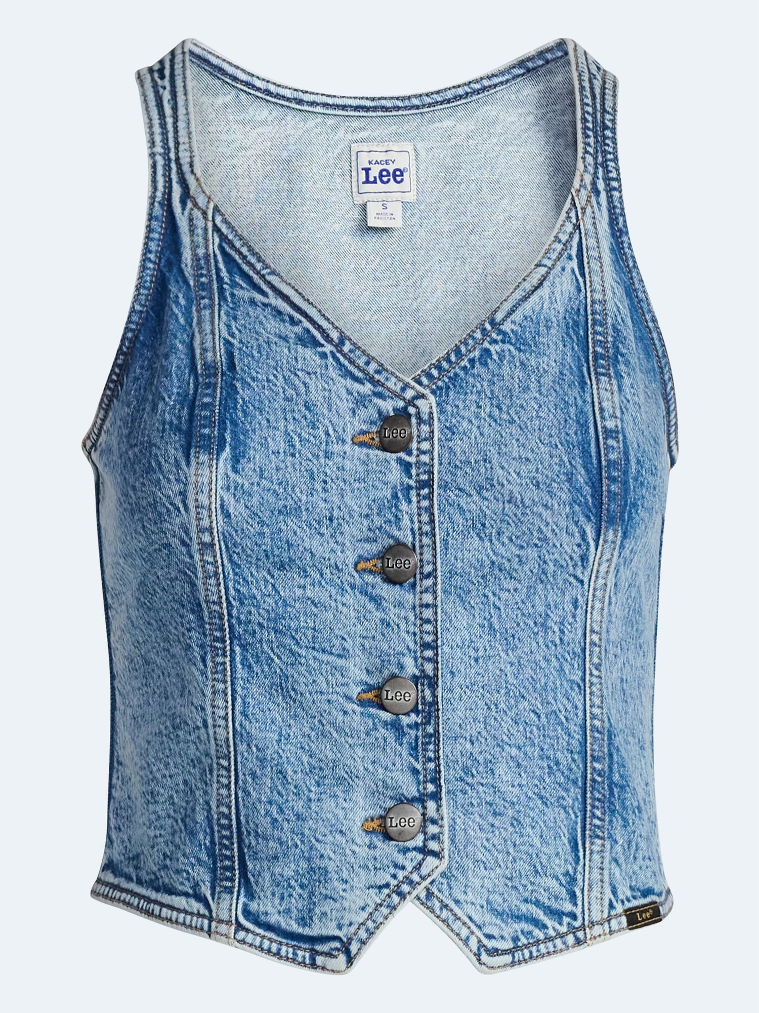 Kacey Lee Women's Fitted Denim Vest, Sizes XS-XXL