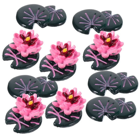 FRCOLOR Miniature Dark Green Lotus Decor Set of 1 for Fairy Garden Decor Resin Accessories Small Size