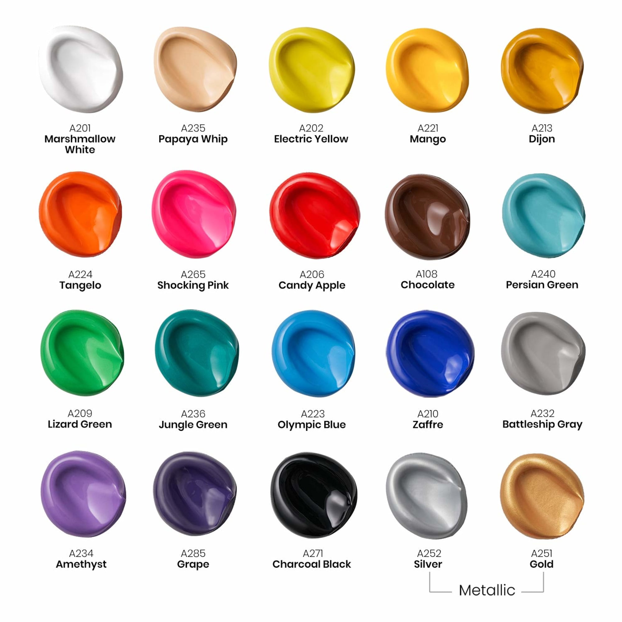 Arteza Outdoor Acrylic Multi-Surface Paint, Multicolor, Set of 20, 59 mL