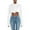 White, variant on GJSYRH Women's Asymmetrical Hem Long Sleeve Cropped Button Up Shirt Crop Top Blouse Streetwear