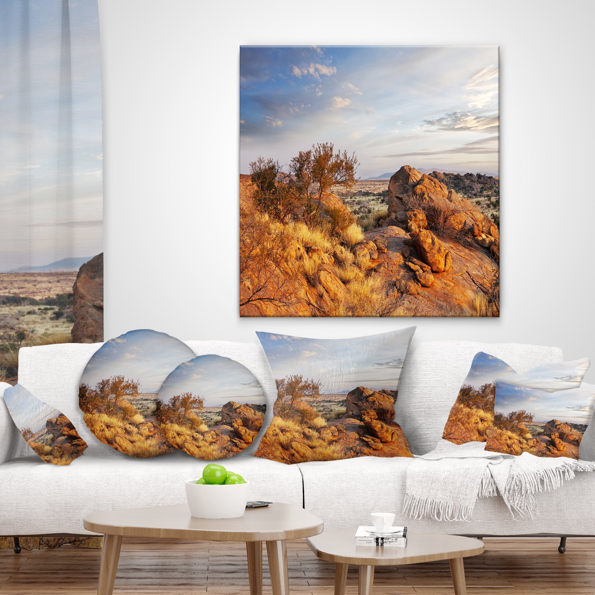 Designart Beautiful African Rocky Landscape - Landscape Printed Throw Pillow - 16x16