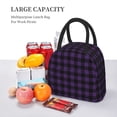 thumbnail image 5 of Rateoe Purple Black Plaid Pattern Lunch Bag Women, Lunch Box, Lunch Bag, Small Leakproof Lunch Tote Large Capacity Reusable Insulated Cooler Lunch Container, 5 of 6