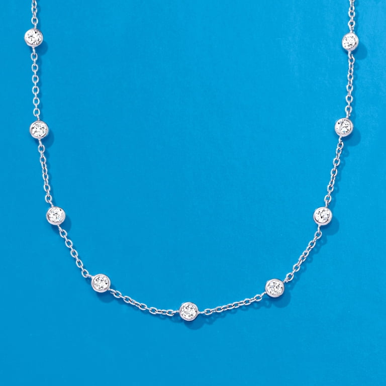 Ross-Simons Bezel-Set CZ Station Necklace in