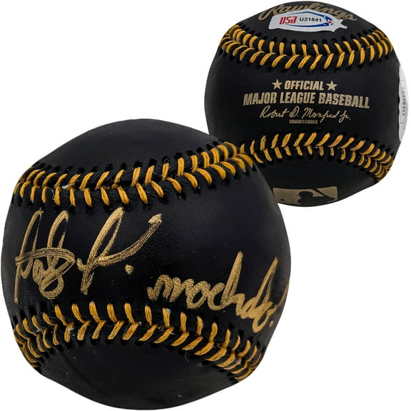 Fernando Tatis Jr. Autographed Official Black MLB Baseball San Diego Padres In Gold "Machalo!" JSA 202010