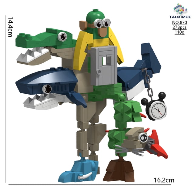 Conjunto de ladrillos Fusion Monster Tralalero – Juguete de construcción creativo con figuras Larlla Boneca Ambalam para niños, fans y colecciones de exhibición