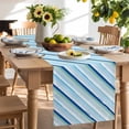 thumbnail image 2 of Table Runner 108 Inches Long for Kitchen Dining, Geometric Abstract, Dresser Scarf Farmhouse, Dining Table Decorations for Wedding/Parties, Ombre Blue Minimalistic Stripes 13 x 108 In, 2 of 9