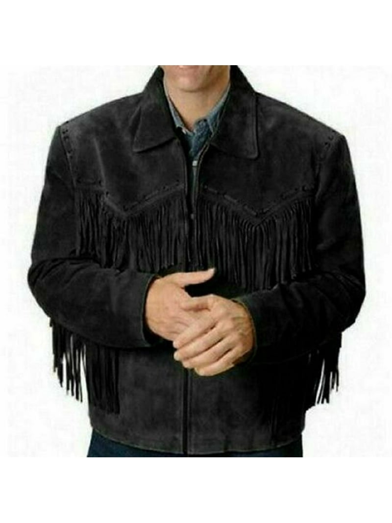 Noora 100% Lambskin Black Suede Leather Fringe Jacket Western