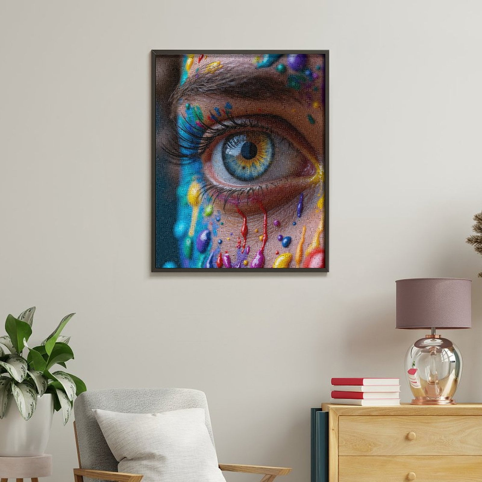 Paint by Numbers Kit for Adults, Colorful Eye Paint Splash Paint by Numbers, Easy Paint by Numbers Kit for Adults Beginner, DIY Adult Paint by Number Kits on Canvas, Home Decor