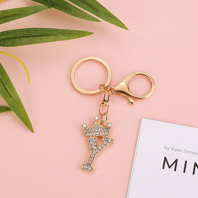 Stylish Metal Alphabet Letter Keychain Fashion Jewelry Accessory for Bags and Personal Items with Exquisite Encrusted Detailing