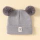 thumbnail image 1 of Gorro de lana de color sólido acrílico para niños, gorro de punto estándar para otoño e invierno, con doble bola, para bebés, 1 of 6