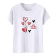 thumbnail image 4 of Camiseta de Manga Corta de Cuello Redondo con Patrones de Corazón de Moda de Primavera de las Mujeres Vintage Clásico Top de Humor para Diario, Fiesta, Primavera Y Verano, 4 of 5
