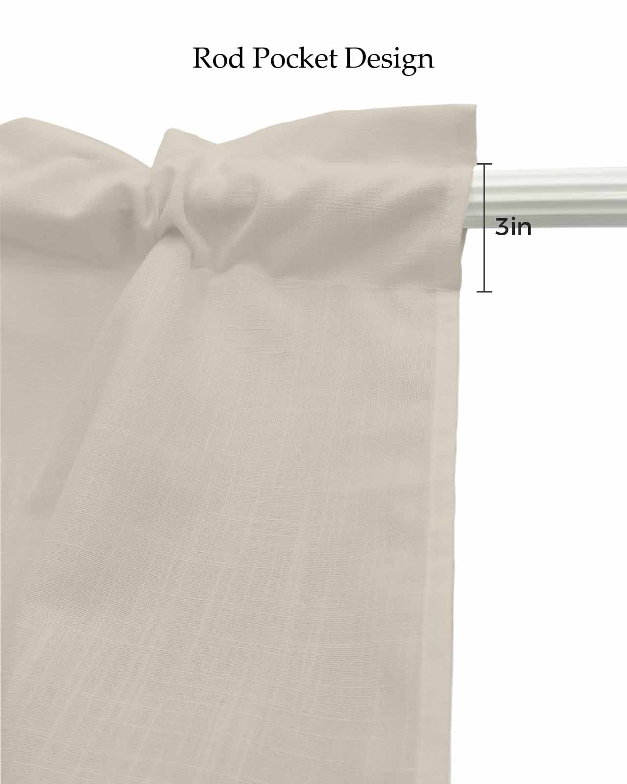 Beige Linen Curtain Valance for Bedroom/Bathroom/Kitchen/Living/Dining Room Window,Solid Color Pure Contemporary Minimalist Aesthetics Decor Pocket Topper Drapes Decorative Cafe Drapery 54"x18"