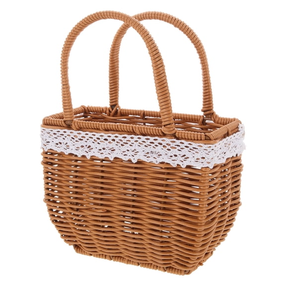 PAMINGONO 1Pcs Woven Storage Basket 9.4X7.1X3.1in Rattan Square for Women